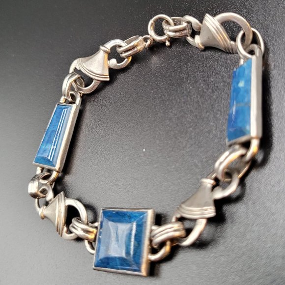 Otis Jewelry - Vintage 1940's Otis Sterling Silver and Lapis Lazuli Bracelet